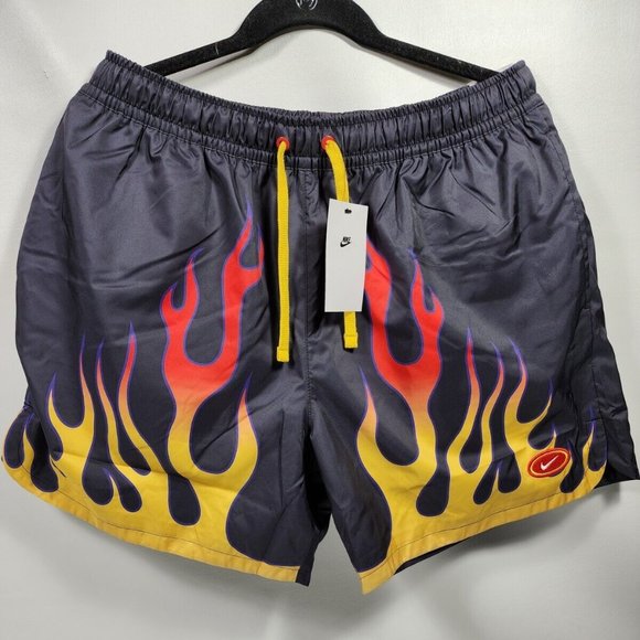 Nike NSW Flow Americana Flame Woven Mesh Lined Shorts Black Men's L DV9628-010 - Picture 1 of 12